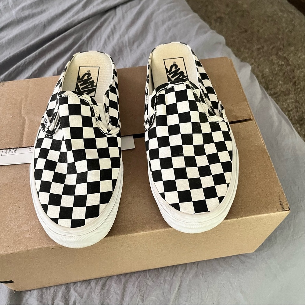 Vans Black and White Checkerboard Slip-Ons like new condition